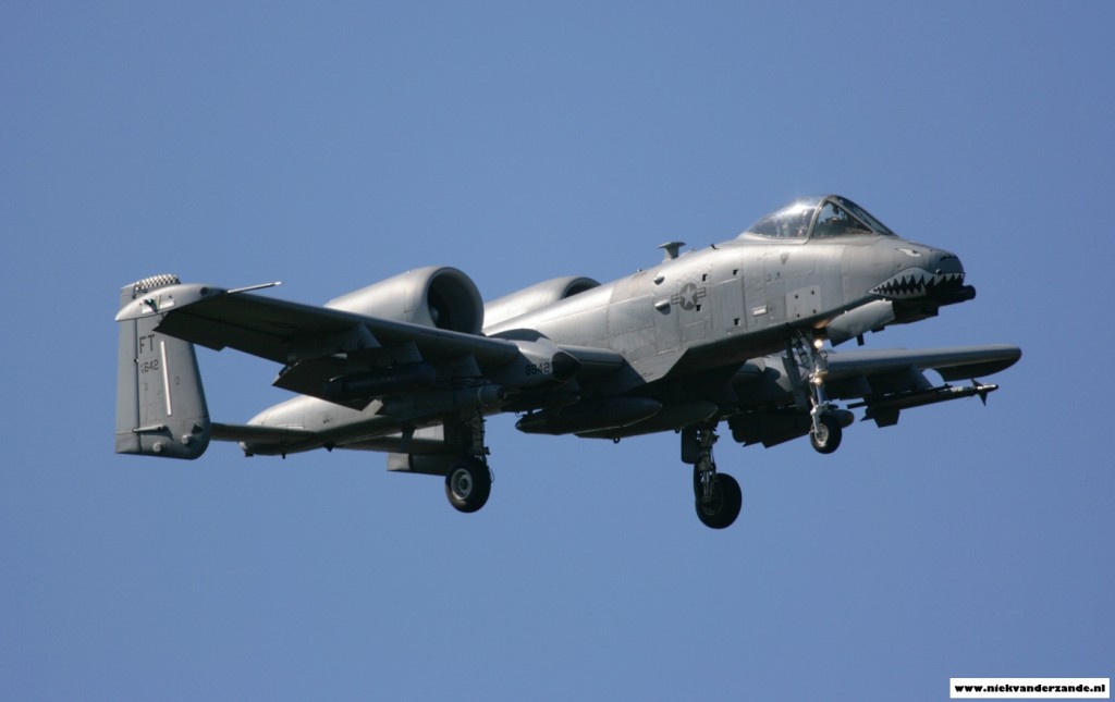 An A-10C belonging to the 75th Fighter Squadron comes in to land at Spangdahlem Airbase