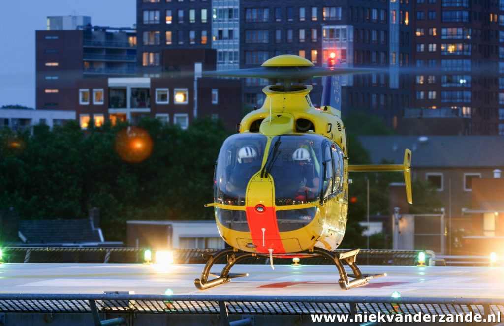 The Christoph Europa 2 helicopter at the Medisch Spectrum Twente in Enschede