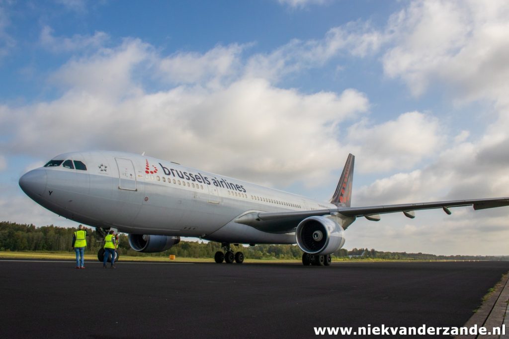 Brussels Airlines A330 OO-SFY after landing at Twente Airport