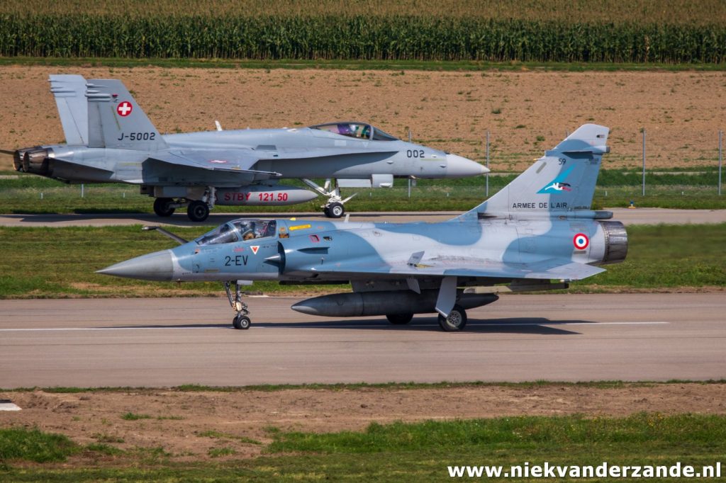 Mirage and Hornet at Payerne during exercise Épervier 2019
